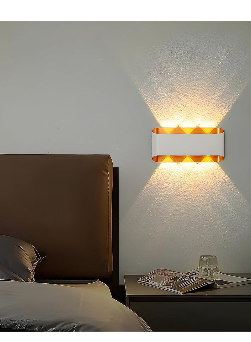 Next Life Modern Up and Down LED Wall Lamp Indoor Outdoor Wall Light Waterproof Wall sconce For Garden Lawn And Balcony White And Gold - Image 3
