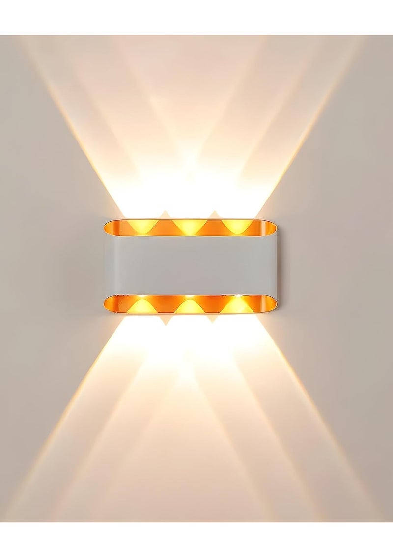 Next Life Modern Up and Down LED Wall Lamp Indoor Outdoor Wall Light Waterproof Wall sconce For Garden Lawn And Balcony White And Gold - Image 5