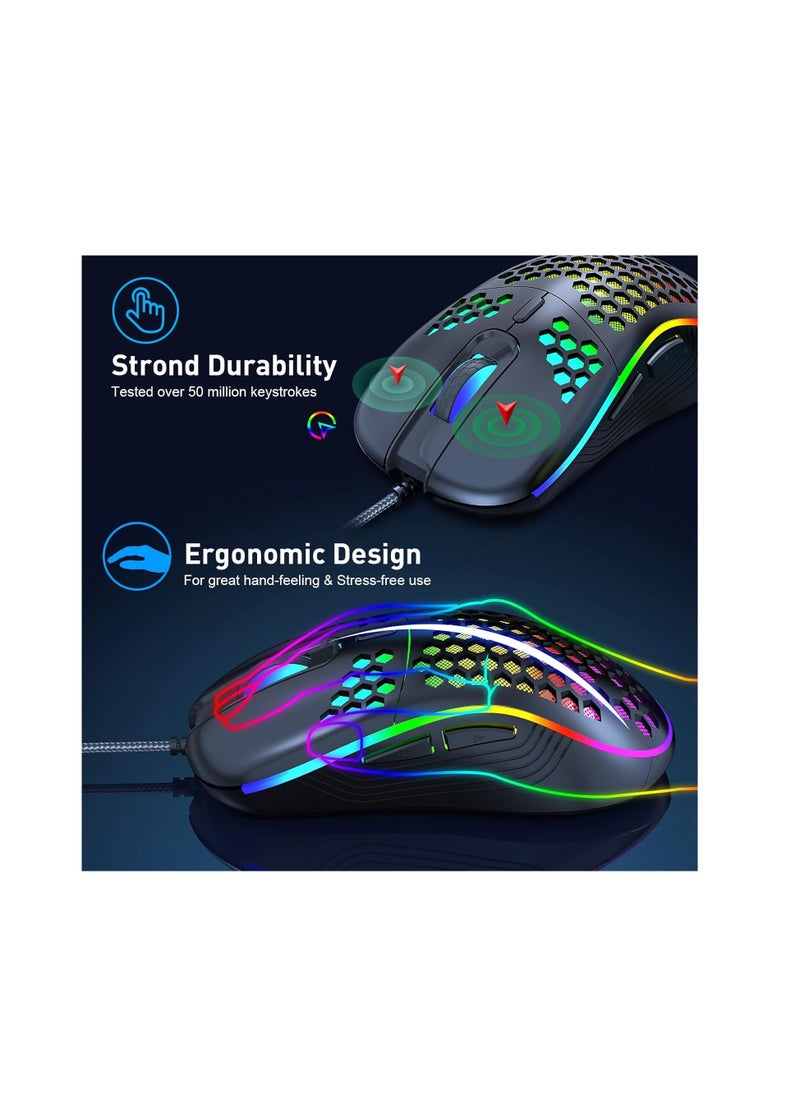 Generic Wired Gaming Mouse, RGB Backlight and 7200 Adjustable DPI, Ergonomic Lightweight USB Computer Mouse with HD Sensor for Windows PC and Laptop, Aso  - Image 2
