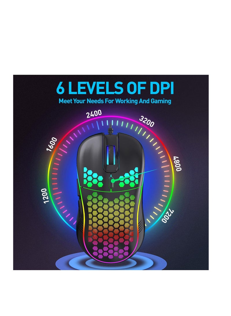 Generic Wired Gaming Mouse, RGB Backlight and 7200 Adjustable DPI, Ergonomic Lightweight USB Computer Mouse with HD Sensor for Windows PC and Laptop, Aso  - Image 4