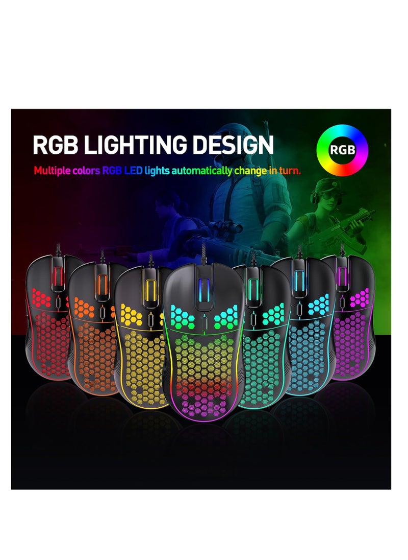 Generic - Wired Gaming Mouse, RGB Backlight and 7200 Adjustable DPI, Ergonomic Lightweight USB Computer Mouse with HD Sensor for Windows PC and Laptop, Aso - Image 1