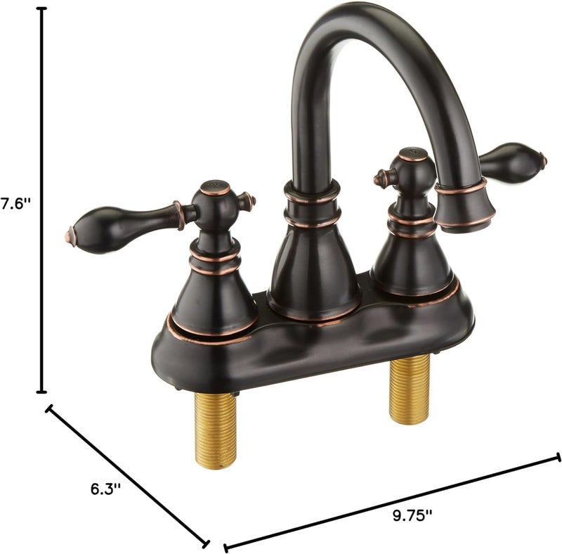 Derengge 2 Handle Oil Rubbed Bronze Bathroom Sink Faucet With Overflow Pop Up Drain  3 Hole Faucet Faucet 360 Swivel Spout 4 Inch Centerset Lavatory Faucet F-4501-Nb - Image 2