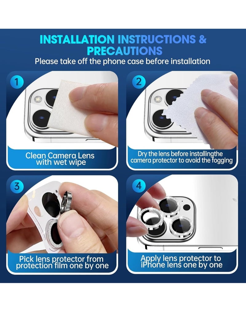 واقي عدسة كاميرا iPhone 15 Pro - iPhone 15 Pro Max، غطاء كاميرا من الزجاج المقوى 9H، واقي شاشة بحلقة معدنية فردية لهاتف iPhone 15 Pro مقاس 6.1 بوصة iPhone 15 Pro Max مقاس 6.7 بوصة [لامع] (أبيض - Image 5