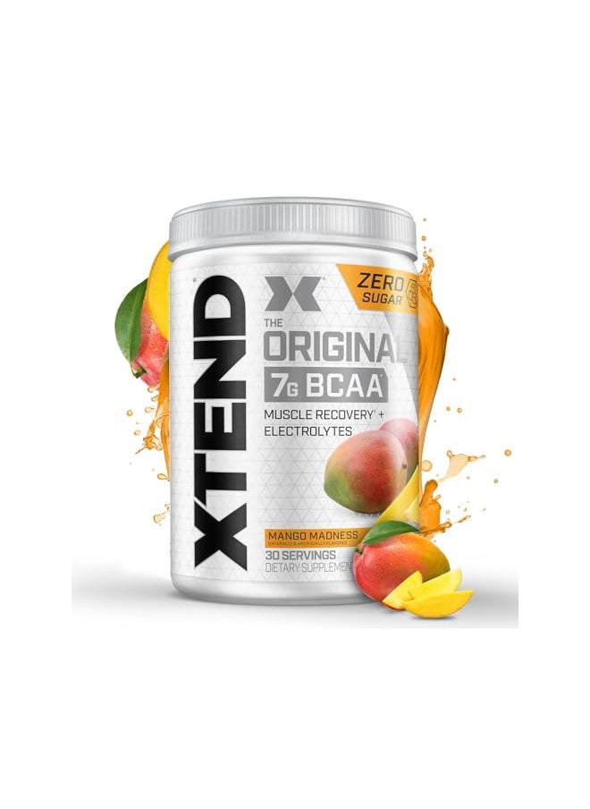 SCIVATION XTEND Original BCAA Powder Mango Madness - Sugar Free Post Workout Muscle Recovery Drink with Amino Acids - 7g BCAAs for Men & Women - 30 Servings  - Image 1