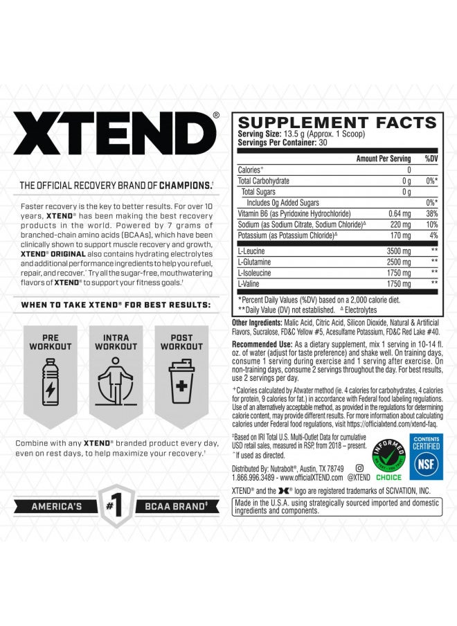 SCIVATION XTEND Original BCAA Powder Mango Madness - Sugar Free Post Workout Muscle Recovery Drink with Amino Acids - 7g BCAAs for Men & Women - 30 Servings  - Image 3