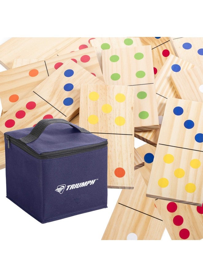 Triumph Sports Triumph 28 Piece Wood Lawn Outdoor Large Format Domino Set Includes Storage Carry Bag - Image 1