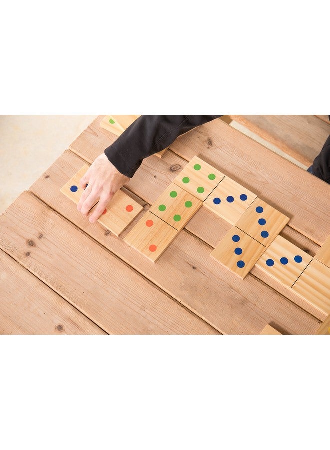 Triumph Sports Triumph 28 Piece Wood Lawn Outdoor Large Format Domino Set Includes Storage Carry Bag - Image 4