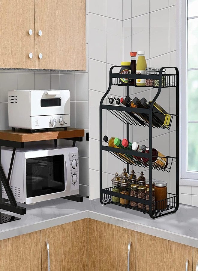 SUNBEET Spice Rack, Spice Rack, 4-Tier Spice Rack, Kitchen Countertop Organizer and Storage, Free Standing Drawer Organizer for Pantry, Cabinet, Countertop, Black - Image 4