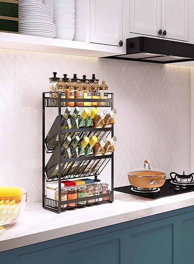 SUNBEET Spice Rack, Spice Rack, 4-Tier Spice Rack, Kitchen Countertop Organizer and Storage, Free Standing Drawer Organizer for Pantry, Cabinet, Countertop, Black - Image 2