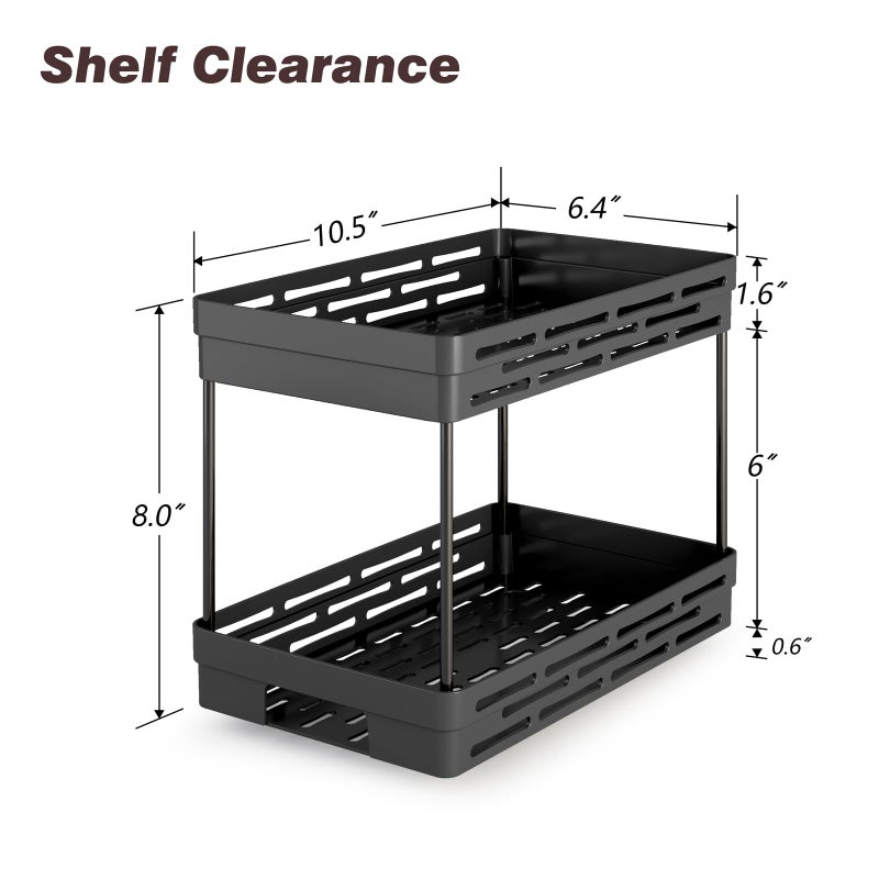DABIGE Pull Out Spice Rack Organizer for Cabinet, 2 Pack Widen Slide Out Spice Racks Organizer, Spice Cabinet Organizers, Cabinet Size Need:12'' Highx11'' Deepx6.75'' Wide,Hold 15 Spice Jar Each Tier-2Tier - Image 4