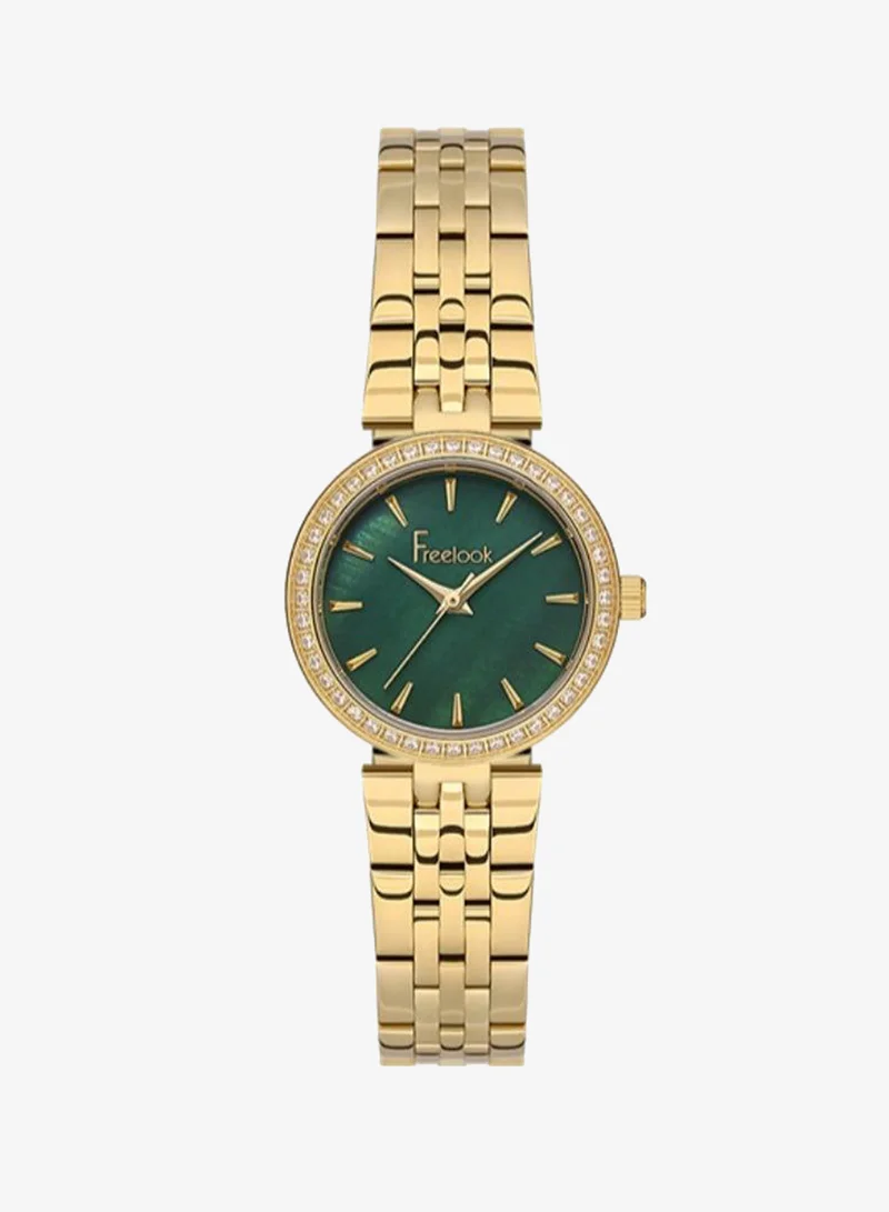 Freelook Paris Freelook - Lumiere Women's Watch | Steel Case | Stainless Steel Band | Dark Green & Round Dial | Analog | Japanese Quartz | Mineral Glass | Premium Luxury Watch | Ideal Gift | Water Resistant 50 Meters