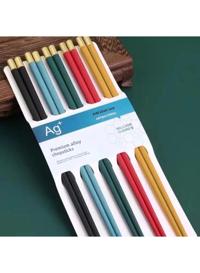 Alloy Chopsticks Gold Fork Chopsticks Hotel Alloy Chopsticks 5 Colors Nail Chopsticks Round Top Fork Chopsticks 6 Colors Nail Ch-Color:24cm Boutique Jinfu (10 Pairs Of Boxes)  - Image 3