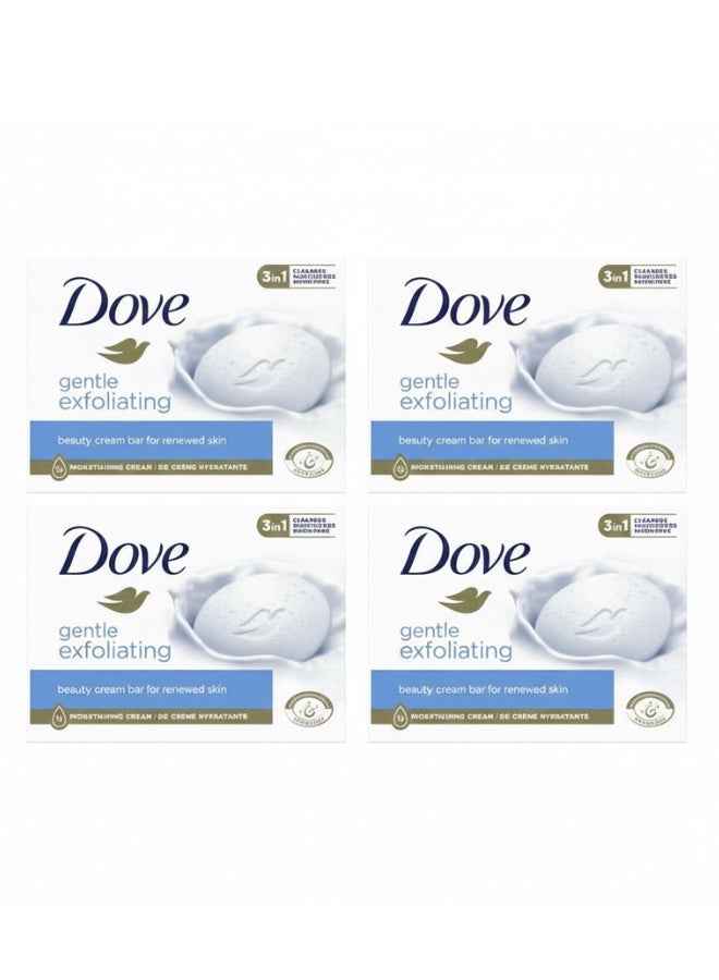Dove Gentle Exfoliating Beauty Cream Bars Renewed Skin Moisturizing Cleansing Soap 4 x 90 g Bars - Image 1