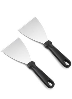 Mmmon 2 Pcs Griddle Scraper,Stainless Steel Triangular Spatula,Food Scraper,Pizza Dough Scraper,Grill Scraper for Cooking,BBQ,Steak,Pizza,Cake  - Image 1