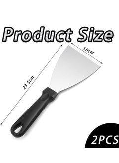 Mmmon 2 Pcs Griddle Scraper,Stainless Steel Triangular Spatula,Food Scraper,Pizza Dough Scraper,Grill Scraper for Cooking,BBQ,Steak,Pizza,Cake  - Image 2