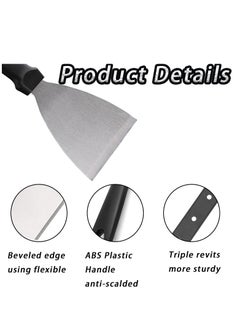 Mmmon 2 Pcs Griddle Scraper,Stainless Steel Triangular Spatula,Food Scraper,Pizza Dough Scraper,Grill Scraper for Cooking,BBQ,Steak,Pizza,Cake  - Image 3