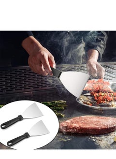 Mmmon 2 Pcs Griddle Scraper,Stainless Steel Triangular Spatula,Food Scraper,Pizza Dough Scraper,Grill Scraper for Cooking,BBQ,Steak,Pizza,Cake  - Image 5