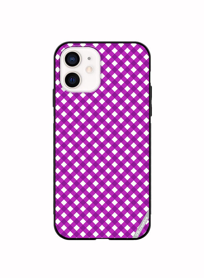 VR CREATIVE Protective Case Cover For Apple iPhone 12 mini Seamless Plaid Purple Design Multicolour - Image 1