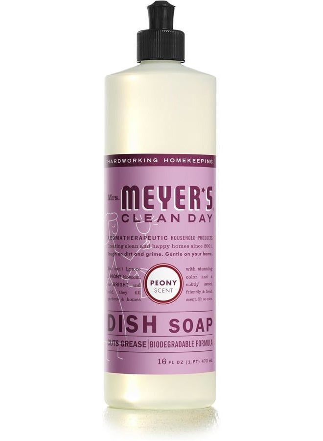 MRS. MEYER'S Clean Day Liquid Dish Soap, Biodegradable Formula, Peony, 16 fl. oz - Image 1