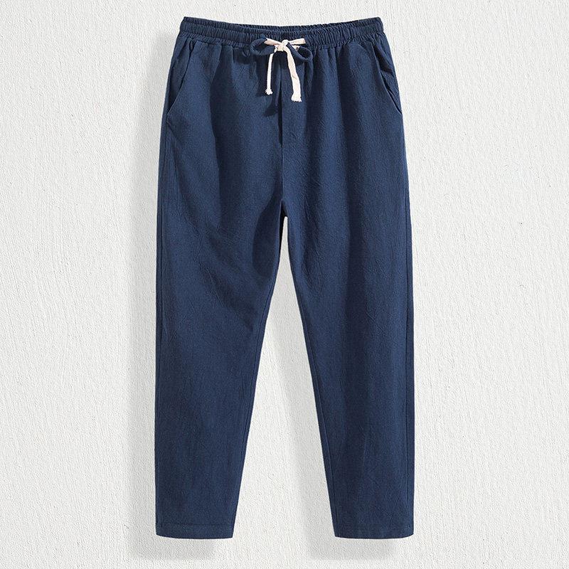 Linen Pants Men's Loose Cotton and Linen Trousers Thin Men's Casual Pants Summer Linen Pants Trendy Vintage Straight plus size - Image 4