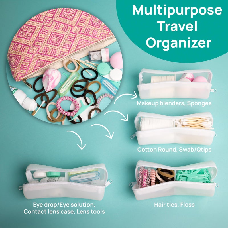 Visfresh Cotton Round Swab Travel Case, 2 in 1 Portable Hair Accessories Organizer, Hair Tie and Bobby Pin Holder, Travel Qtips Case, Purse Organization, Floss Holder (Blue) - Image 4
