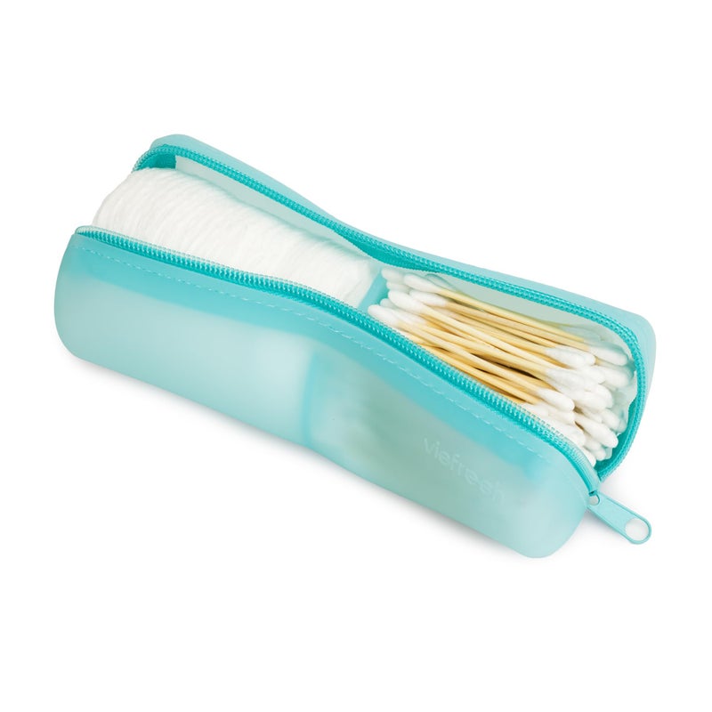 Visfresh Cotton Round Swab Travel Case, 2 in 1 Portable Hair Accessories Organizer, Hair Tie and Bobby Pin Holder, Travel Qtips Case, Purse Organization, Floss Holder (Blue) - Image 1