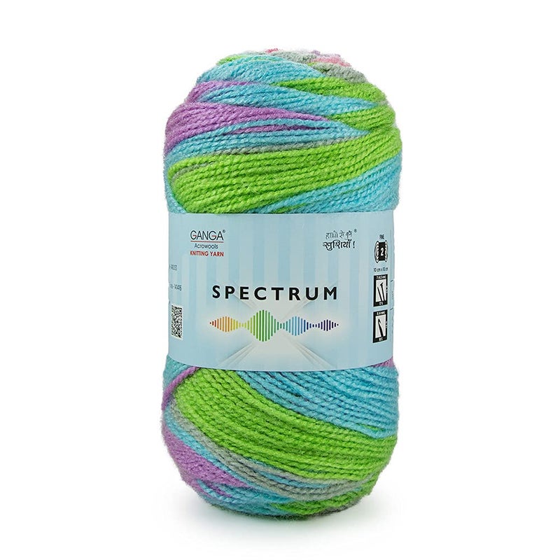 Ganga Acrowools Spectrum Yarn - 100% Acrylic, 240mtr, 2x100gm Balls, Multicolor - Image 3