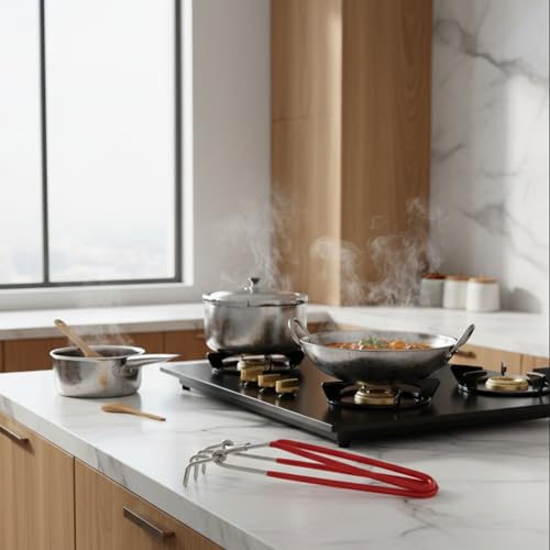 Yoshiva Sandasi for Hot Pot | Utility Pakkad, Stainless Steel Tong Wire | Sansi for Kitchen with Vinyl Coated Handle | Utensil Gripper Pot Lifter (8 inch) - Image 3