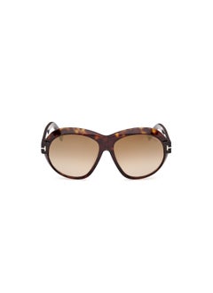 TOM FORD Women's Round Shape Acetate Sunglasses FT111352G59 Lens Size: 59 Millimeter - Dark Havana  - Image 2