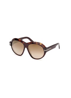 TOM FORD Women's Round Shape Acetate Sunglasses FT111352G59 Lens Size: 59 Millimeter - Dark Havana  - Image 1