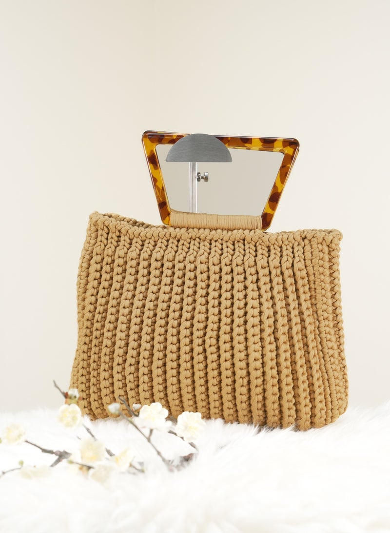 RandSac Beige Bag - With Acrilyic Trapezoid Shape Handles