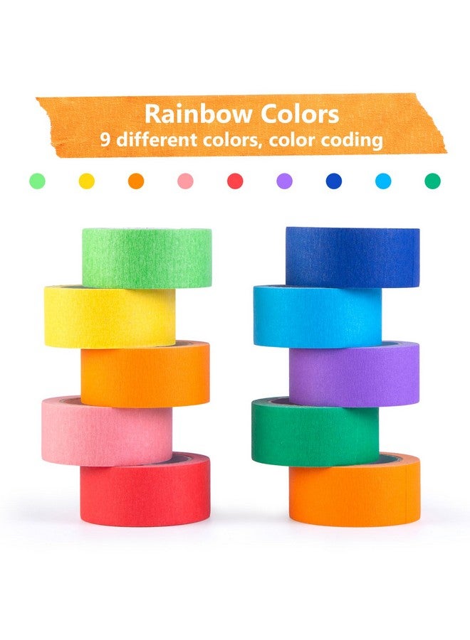 Koogel 10 Rolls Colored Masking Tapes, Pianters Tape, Rainbow Colors Rolls For Diy Decorative, Crafts, Kids Art Supplies - Image 3
