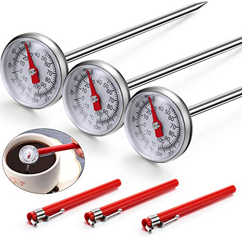 Frienda 3 Pcs Instant Read 1 Inch Dial Thermometer Pocket Food Thermometer with 3 Pcs Calibration Sleeves for Coffee Drinks Chocolate Milk Foam - Image 1