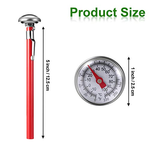 Frienda 3 Pcs Instant Read 1 Inch Dial Thermometer Pocket Food Thermometer with 3 Pcs Calibration Sleeves for Coffee Drinks Chocolate Milk Foam - Image 2