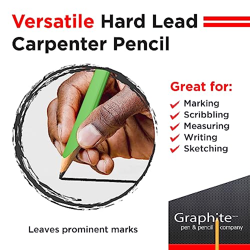 GRAPHITE Hard Lead Carpenter Pencil #2 Lumber Pencil (1) Pack of 12 PCS - Industrial Pencil Wood Flooring Marker for Wood Working Tools Marking & Concrete Marking - Neon Green - Image 4