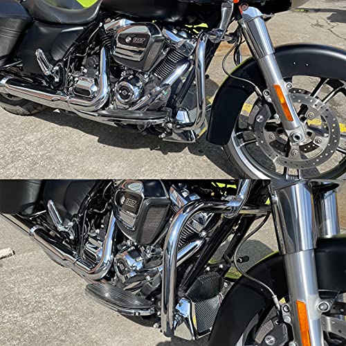 HDBUBALUS Motorcycle Oil Cooler Cover Case with Bracket Fit for Harley Touring Road King Road Street Glide FLHR FLHX 2017-2025 Chrome - Image 2