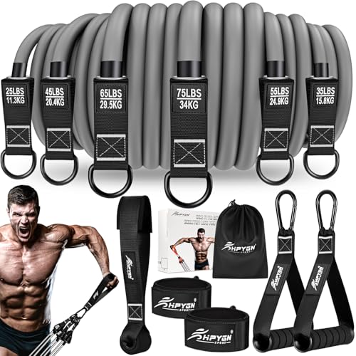 HPYGN Heavy Resistance Bands, Workout Bands with Handles for Men, Fitness Weight Bands for Physical Therapy, Muscle Training, Strength, Slim, Yoga, Home Workout Equipment - Image 1