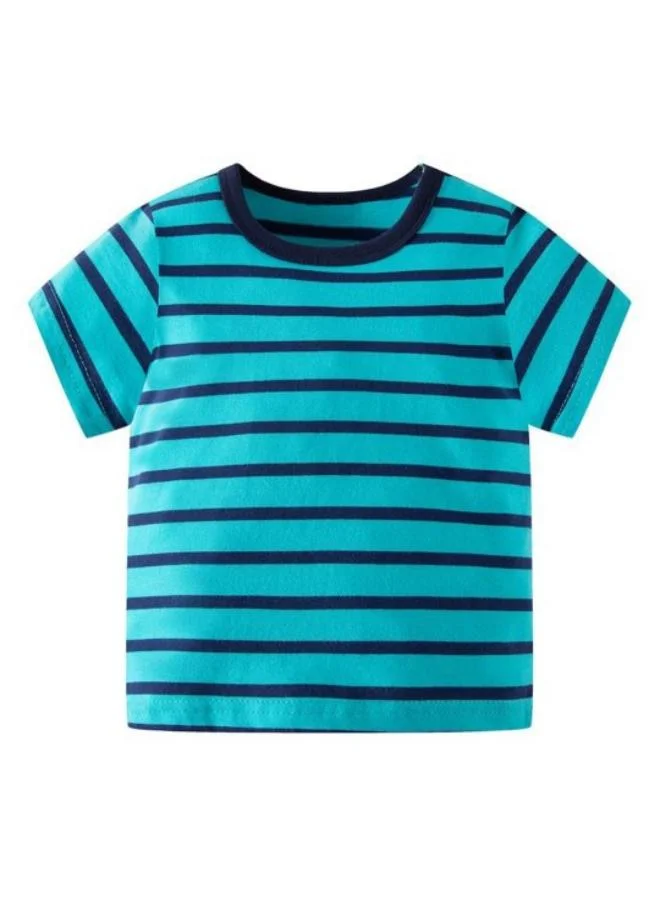 يونيكي Blue Printed Short Sleeve Crew Neck T-Shirt