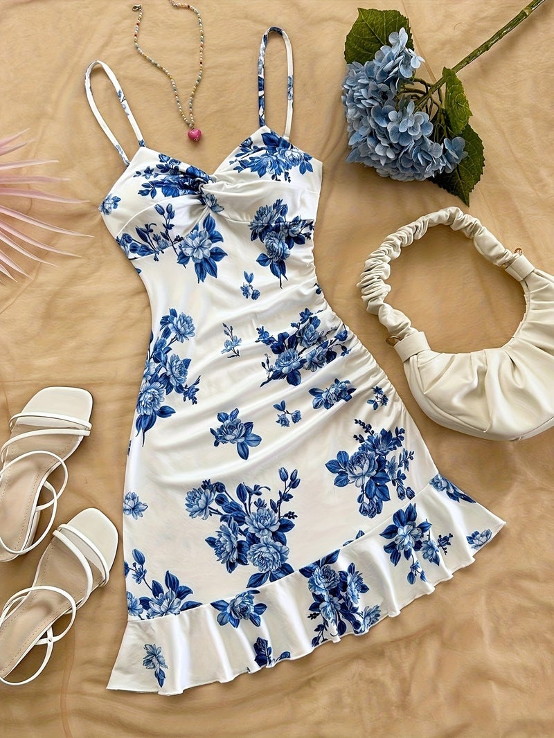 Women'S White Floral Print Dress - Image 2