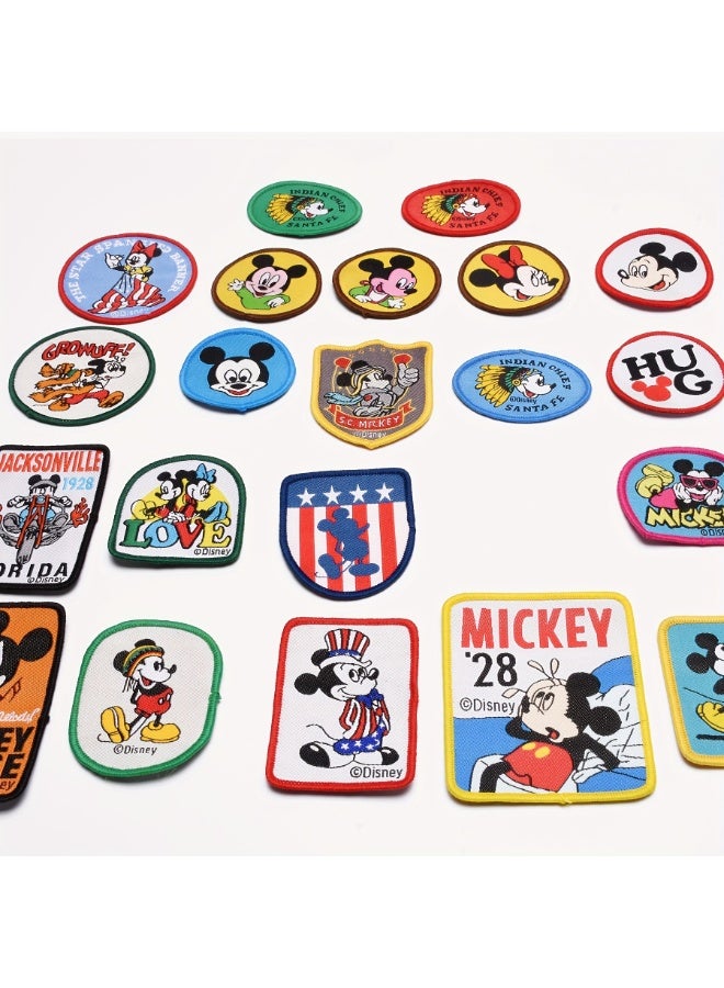 ديزني مجموعة من 32 قطعة من رقع التطريز على شكل ميكي ماوس من ديزني، مثالية لتزيين الملابس وإكسسوارات القبعات. - Image 2