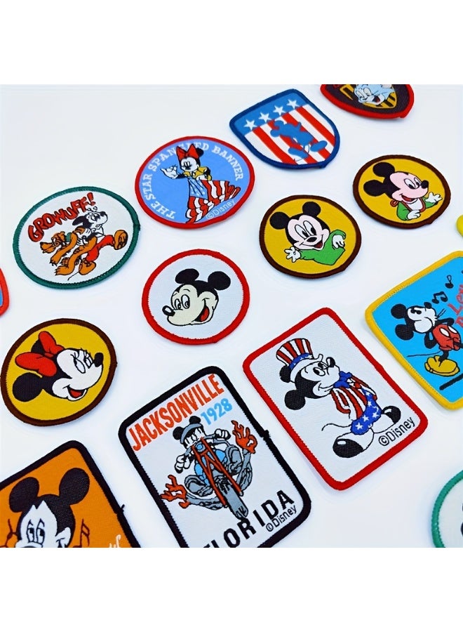 ديزني مجموعة من 32 قطعة من رقع التطريز على شكل ميكي ماوس من ديزني، مثالية لتزيين الملابس وإكسسوارات القبعات. - Image 3