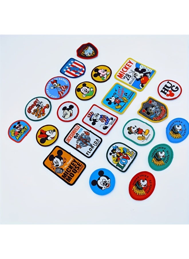 ديزني مجموعة من 32 قطعة من رقع التطريز على شكل ميكي ماوس من ديزني، مثالية لتزيين الملابس وإكسسوارات القبعات. - Image 1