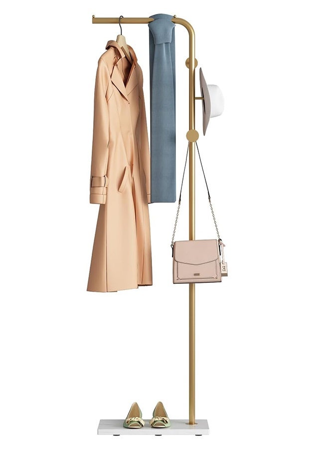 Gold Coat Racks, Metal Coat Racks Freestanding with Crossbar and 3 Hooks, Modern Coat Hanger with Marble Base, L Shaped Coat Stand for Entryway, Bedroom, Living Room, Office - Image 4