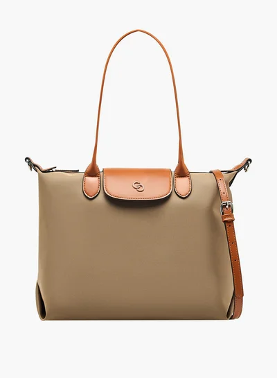 Celeste Solid Tote Bag with Button Closure and Double Handle