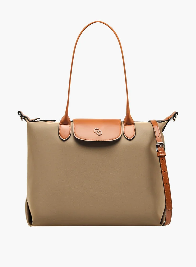 Celeste Solid Tote Bag with Button Closure and Double Handle