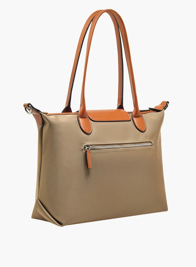 Celeste Solid Tote Bag with Button Closure and Double Handle