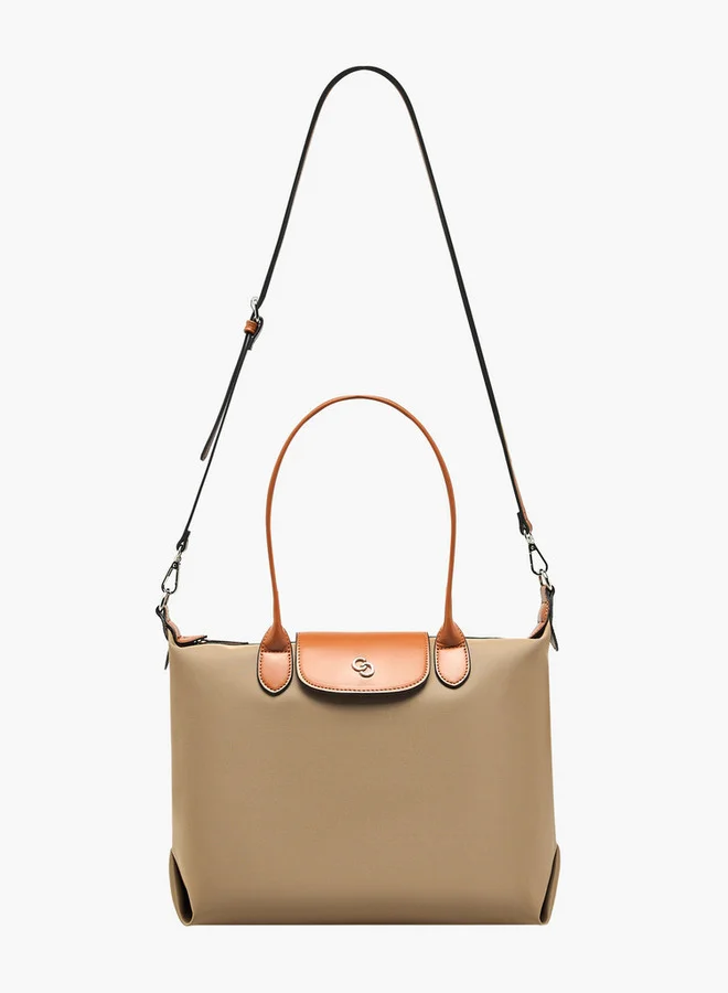 Celeste Solid Tote Bag with Button Closure and Double Handle