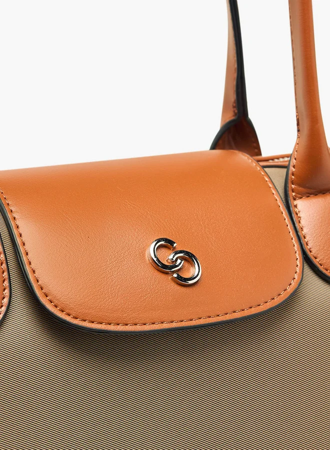 Celeste Solid Tote Bag with Button Closure and Double Handle