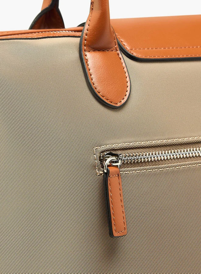 Celeste Solid Tote Bag with Button Closure and Double Handle