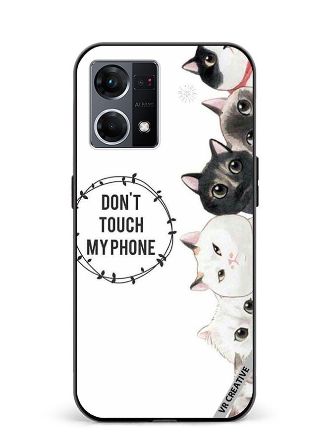 VR CREATIVE Protective Case Cover For Oppo Reno8 4G Cats Don't Touch My Phone Design Multicolour - Image 1